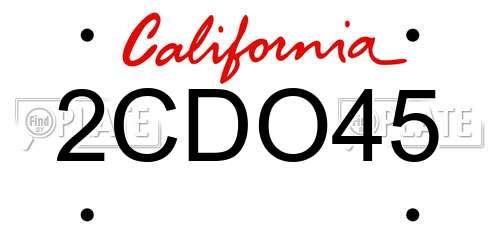 2CDO45 California License Plate