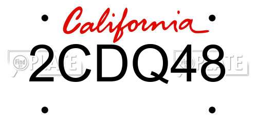 2CDQ48 California License Plate