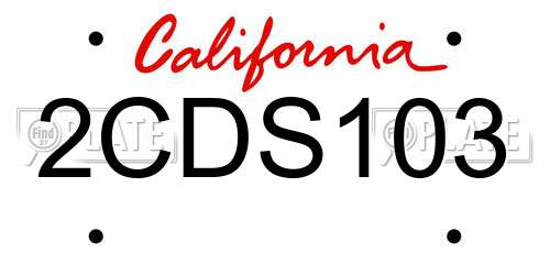 2CDS103 California License Plate