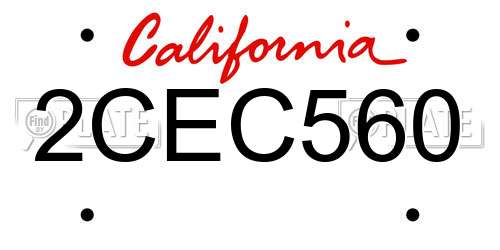 2CEC560 California License Plate