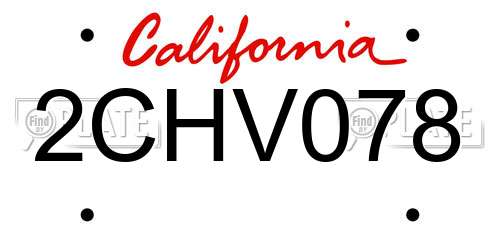 2CHV078 California License Plate