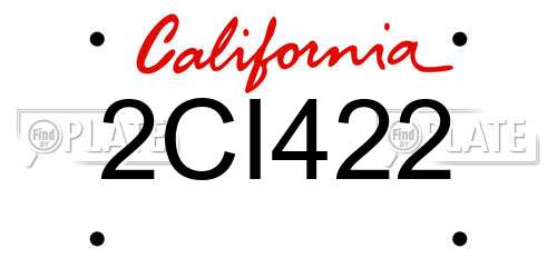 2CI422 California License Plate