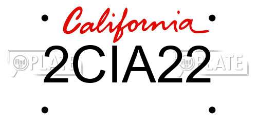 2CIA22 California License Plate