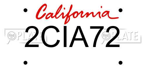 2CIA72 California License Plate