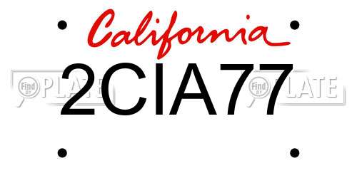 2CIA77 California License Plate