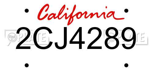 2CJ4289 California License Plate