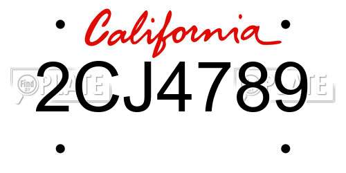 2CJ4789 California License Plate