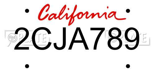 2CJA789 California License Plate