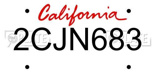 2CJN683 California License Plate