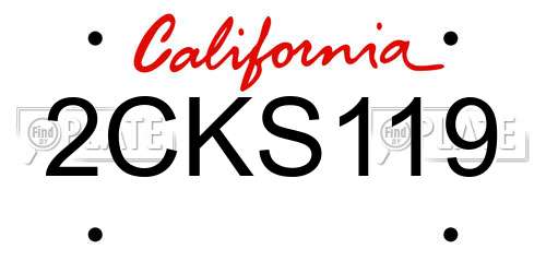 2CKS119 California License Plate