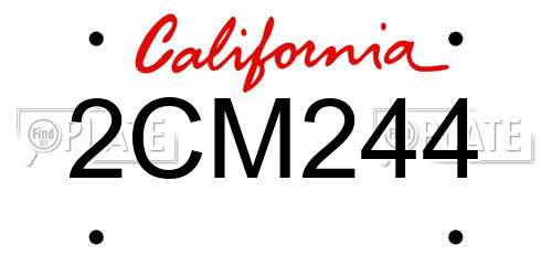2CM244 California License Plate