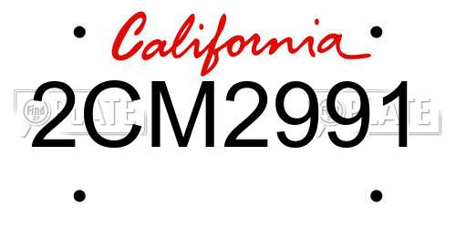 2CM2991 California License Plate