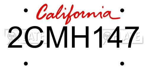 2CMH147 California License Plate