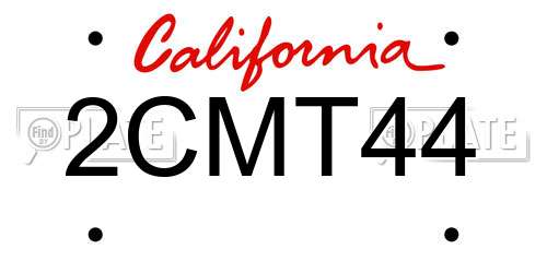 2CMT44 California License Plate