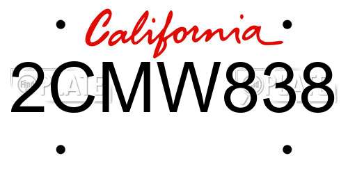 2CMW838 California License Plate
