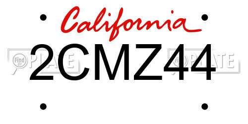 2CMZ44 California License Plate