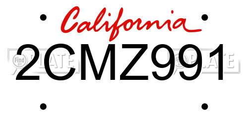 2CMZ991 California License Plate