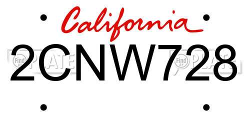 2CNW728 California License Plate