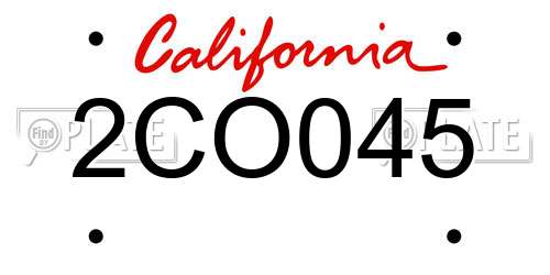 2CO045 California License Plate