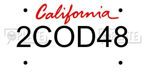 2COD48 California License Plate
