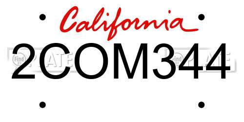2COM344 California License Plate
