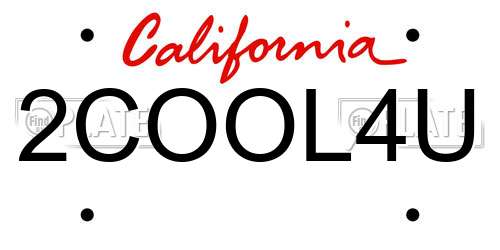 2COOL4U California License Plate