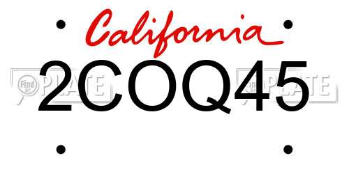2COQ45 California License Plate