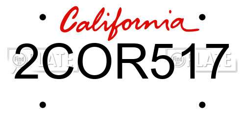 2COR517 California License Plate