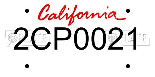 2CP0021 California License Plate