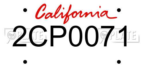 2CP0071 California License Plate