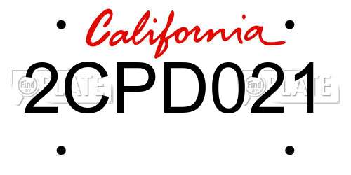 2CPD021 California License Plate