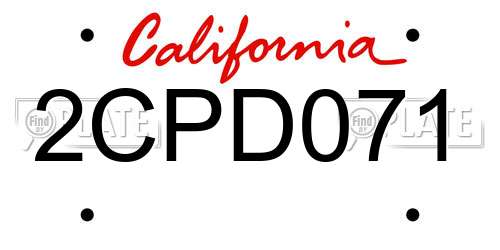 2CPD071 California License Plate