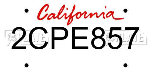 2CPE857 California License Plate