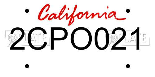 2CPO021 California License Plate