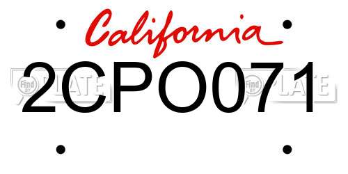 2CPO071 California License Plate