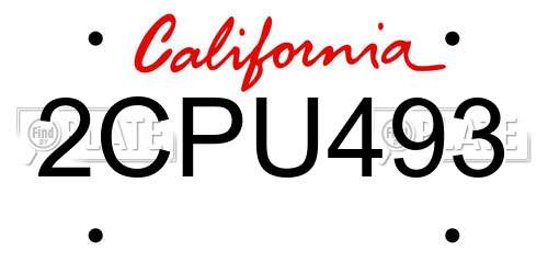 2CPU493 California License Plate