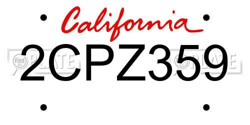 2CPZ359 California License Plate