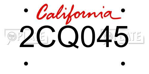 2CQ045 California License Plate