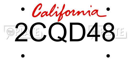 2CQD48 California License Plate