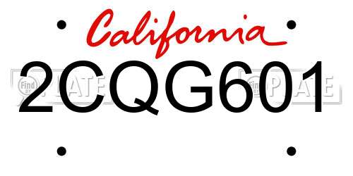 2CQG601 California License Plate