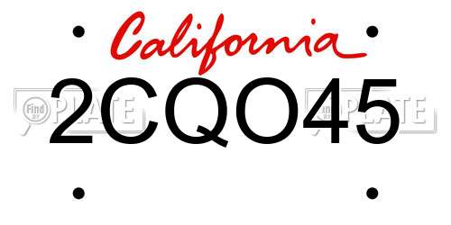 2CQO45 California License Plate