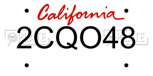 2CQO48 California License Plate