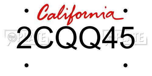 2CQQ45 California License Plate