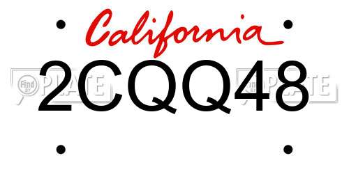 2CQQ48 California License Plate
