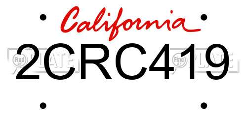 2CRC419 California License Plate
