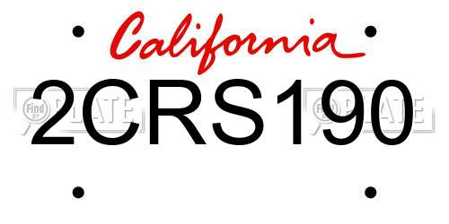 2CRS190 California License Plate