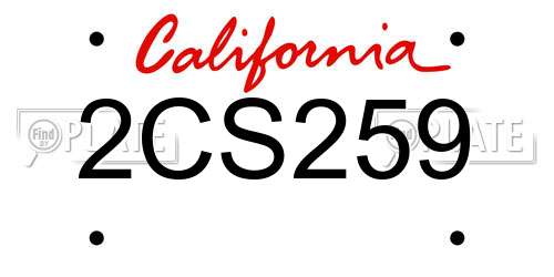 2CS259 California License Plate