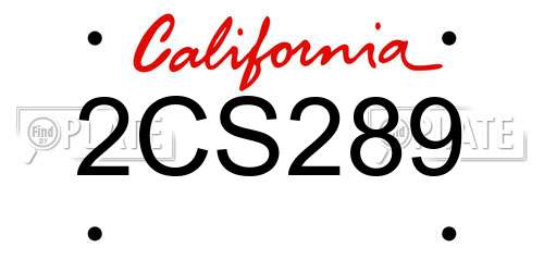 2CS289 California License Plate