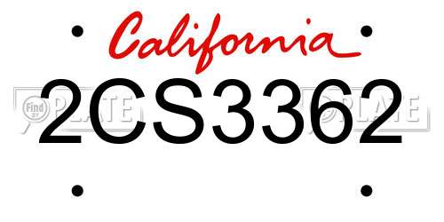 2CS3362 California License Plate