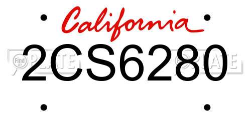 2CS6280 California License Plate